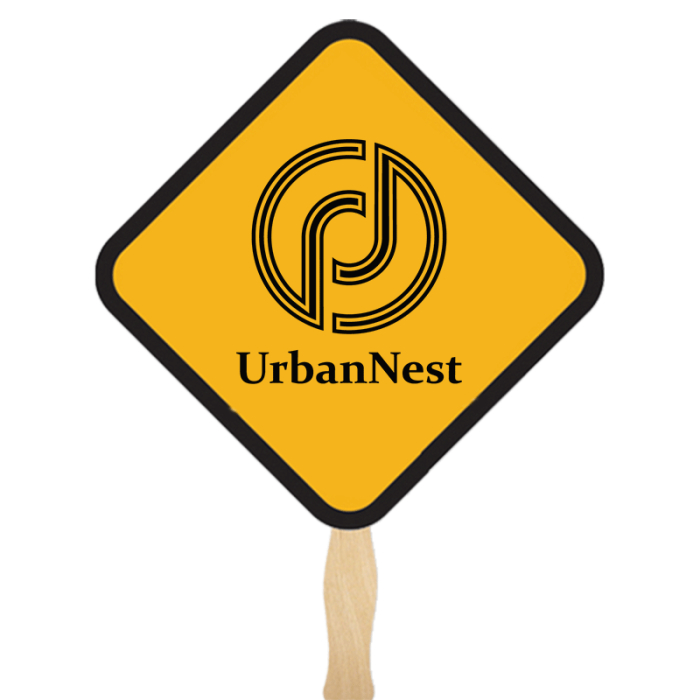 10.5x10.5 Inch Personalized Diamond Shaped Single Hand Fans