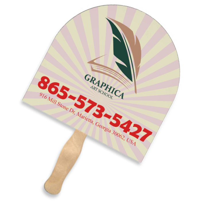 Custom Arch Shape Single Sided Paper Hand Fans