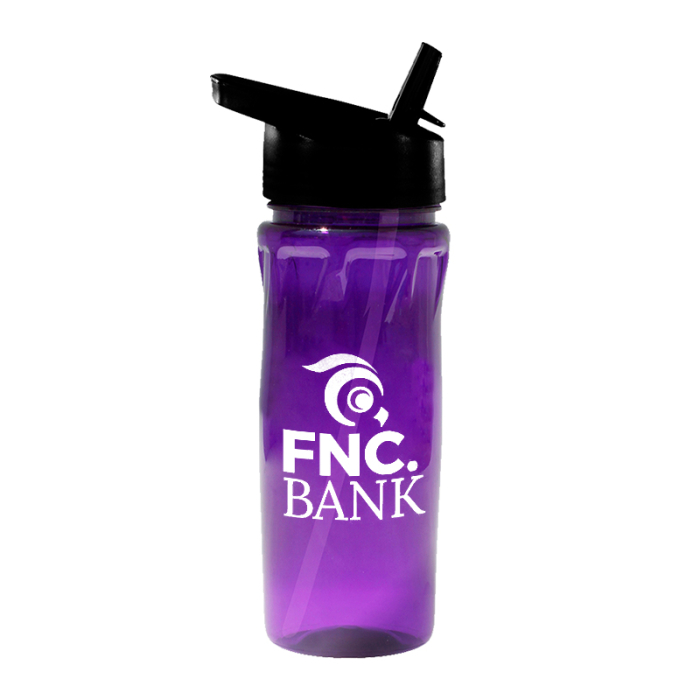 18 Oz Imprinted Poly-Saver PET Bottles with Straw Caps