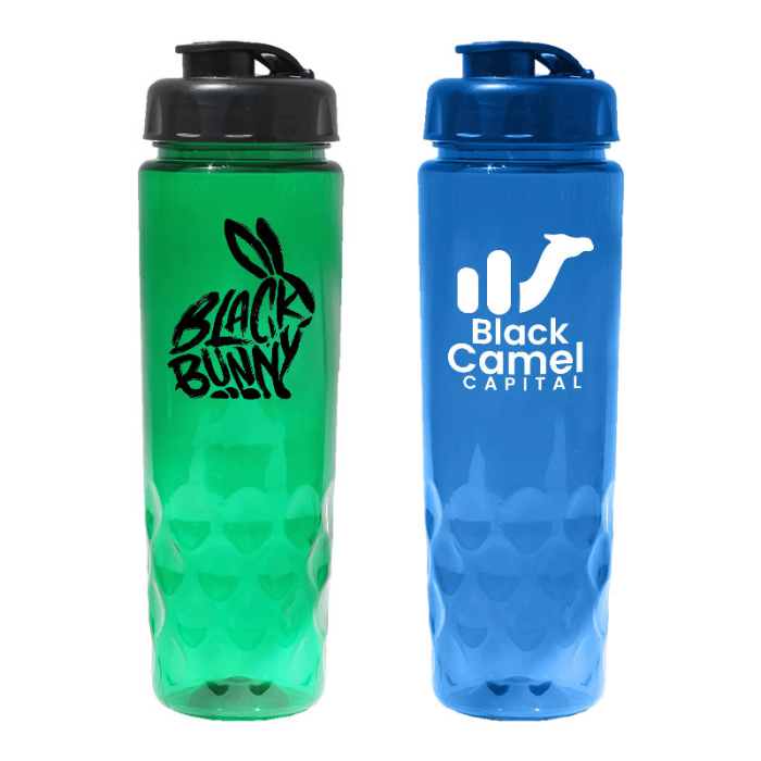 24 Oz Imprinted Recycled PET Bottles with Flip Top Caps