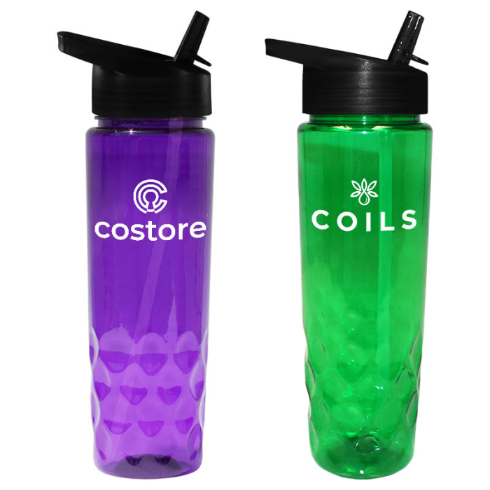 24 Oz Promotional Poly-Saver PET Bottles with Straw Caps