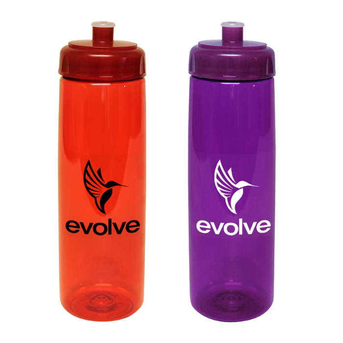 30 Oz Custom Poly-Saver PET Bottles with Push n Pull Caps