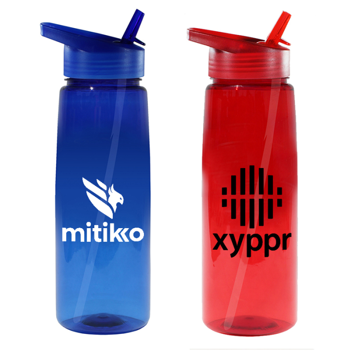 30 Oz Personalized Poly-Saver PET Bottles with Straw Caps