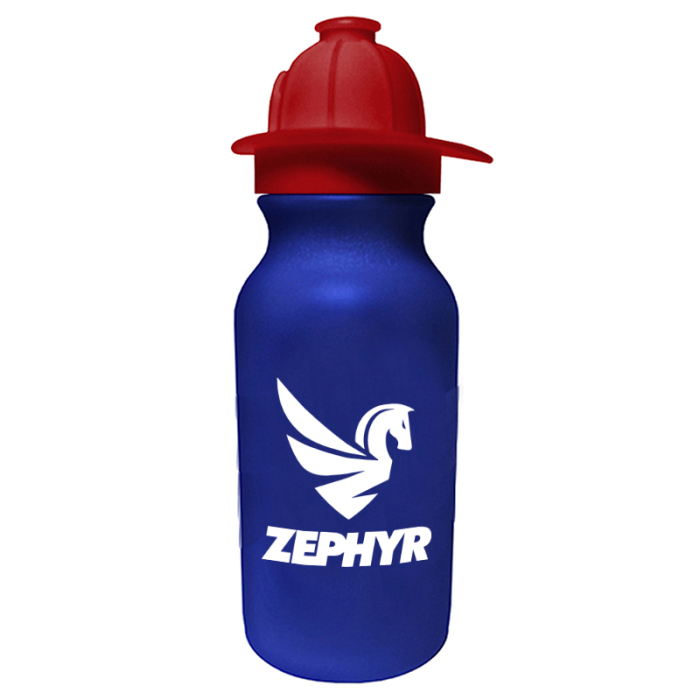 Custom 20 Oz Value Cycle Bottles with Fireman Helmet Push n Pull Caps
