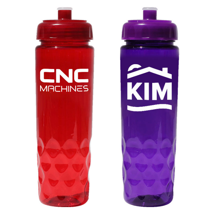 Custom 24 Oz Recycled PET Bottles with Push n Pull Caps