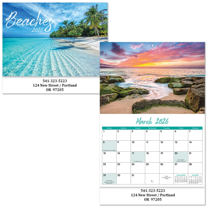 Custom Beaches Stapled Wall Calendars