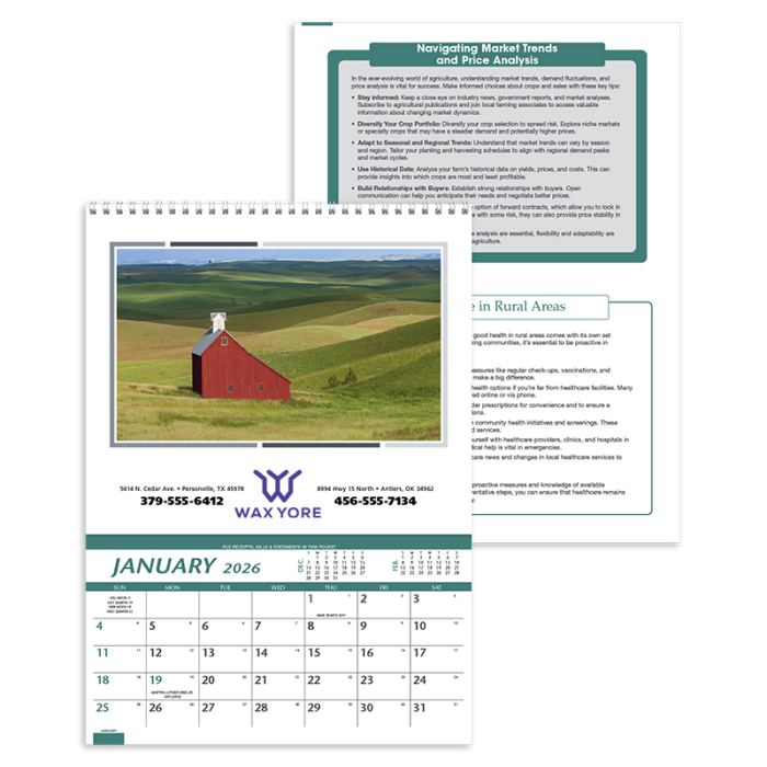 Custom Printed Farm Pocket Calendars