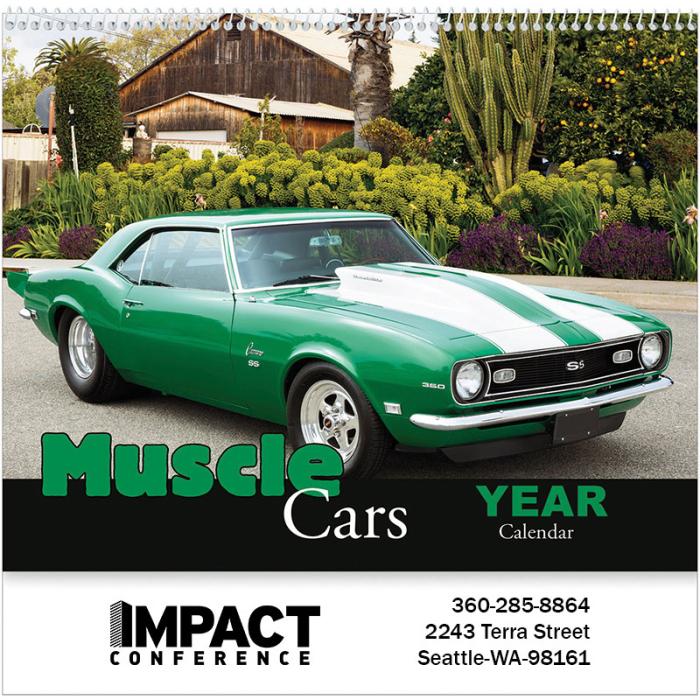 Custom Imprinted 2026 Muscle Cars Spiral Wall Calendars