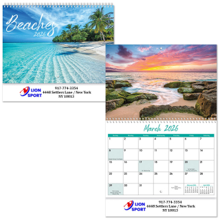 Full Color Beaches Spiral Wall Calendars