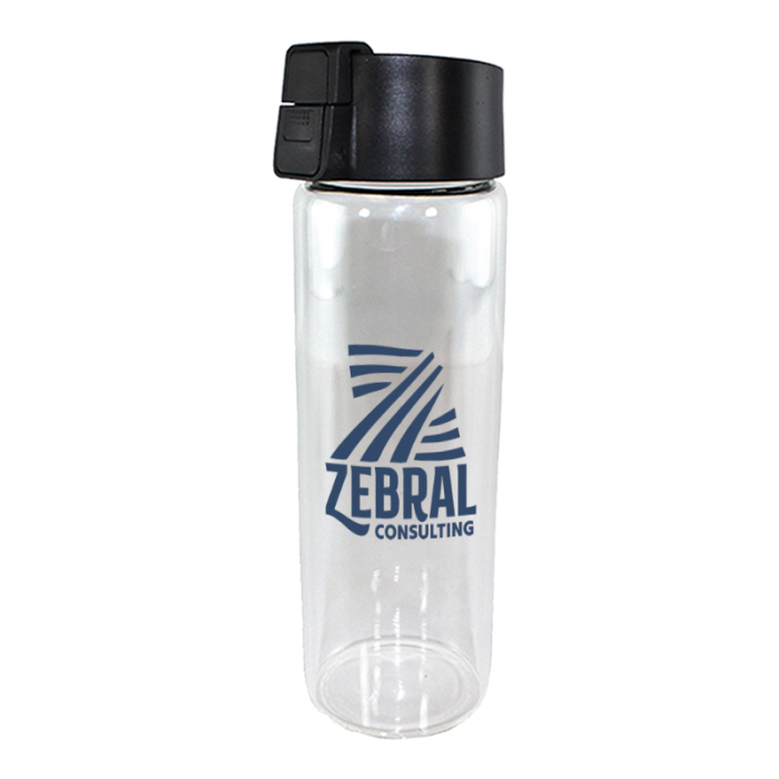 Custom Printed 20 Oz Durable Clear Glass Bottles with Flip Top Lids