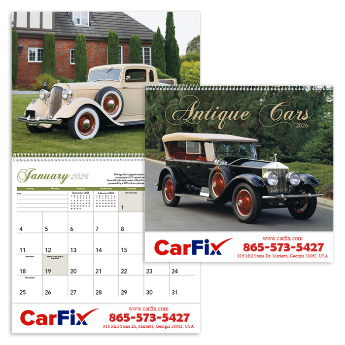 Custom Printed Antique Cars Wall Calendars