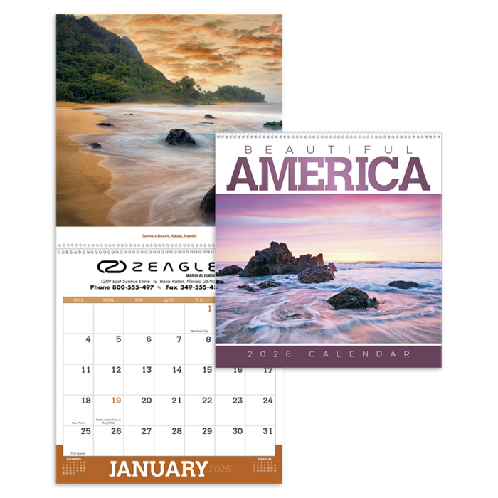 Custom Printed Beautiful America Wall Calendars