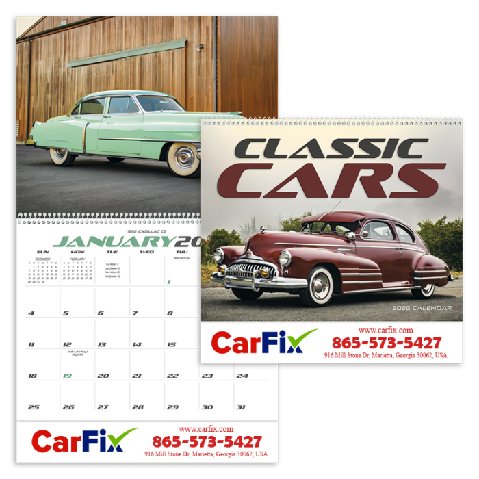 Custom Printed Classic Cars Wall Calendars