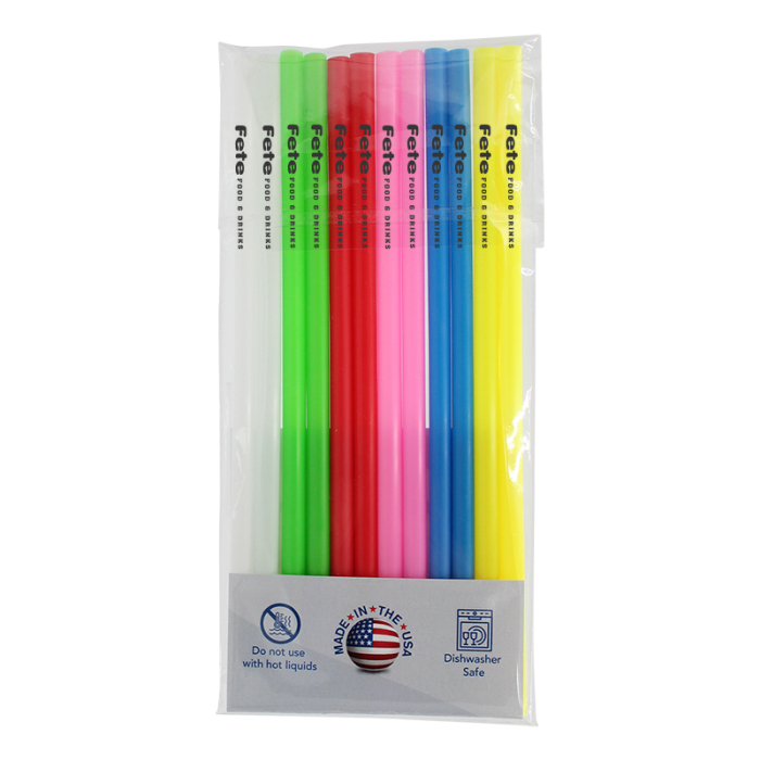 Custom Printed Reusable Standard Straws - 12 Packs
