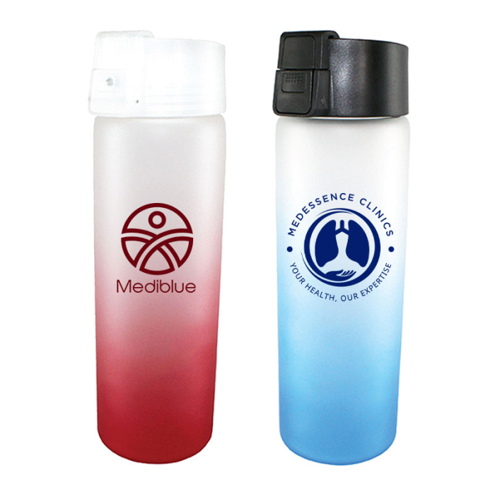Halcyon® Personalized 20 Oz Frosted Glass Bottles with Flip Top Lids
