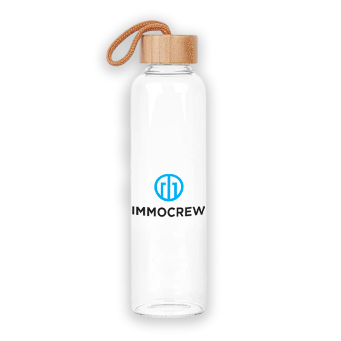 Imprinted 18 Oz Vidro Glass and Bamboo Bottles