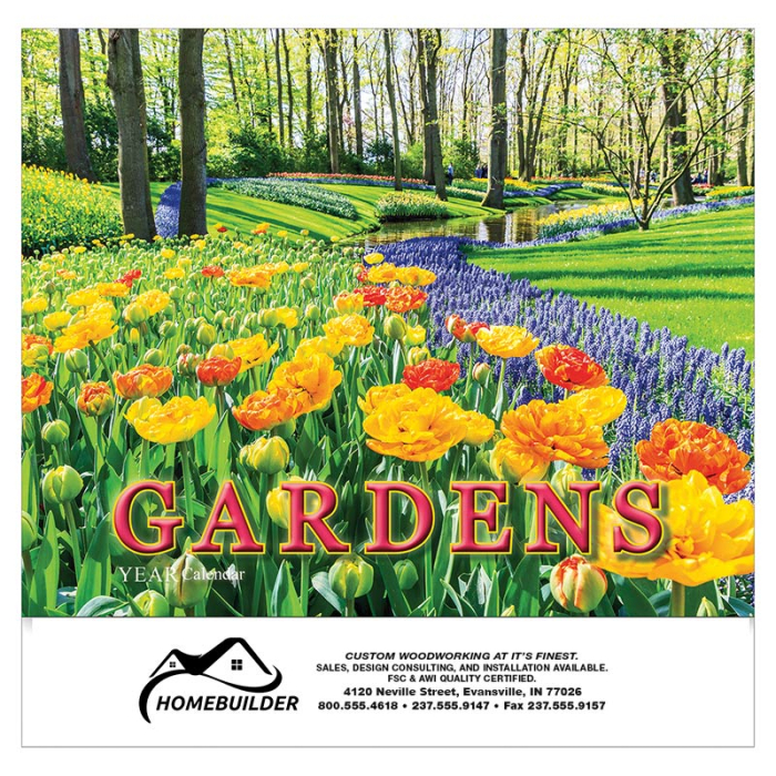 Imprinted 2026 Gardens Stapled Wall Calendars