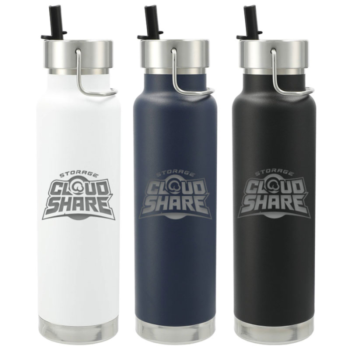 Imprinted 25 Oz Thor Copper Vacuum Insulated Bottles with Straw Lid