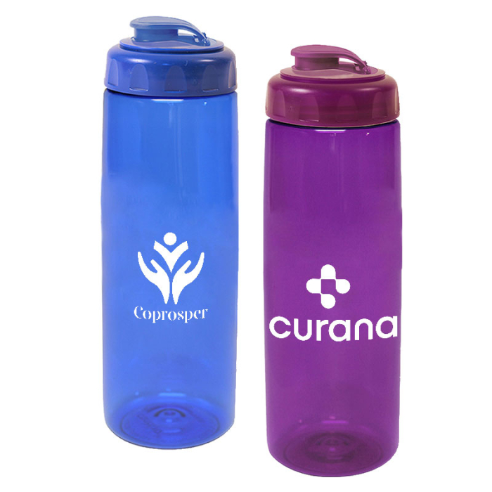 Imprinted 30 Oz Poly-Saver PET Bottles with Flip Top Caps