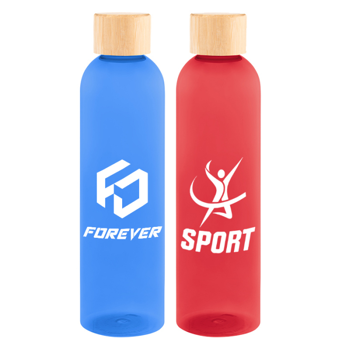 Imprinted 32 Oz Jordan rPET Bottles with Bamboo Lids