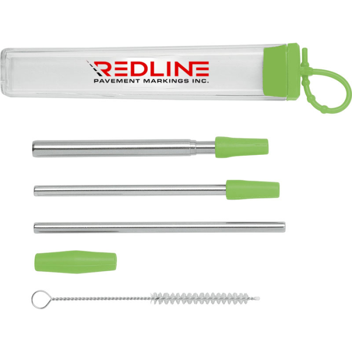 Imprinted Cosmopolitan 7-Piece 2-Straw Stainless Steel Sets