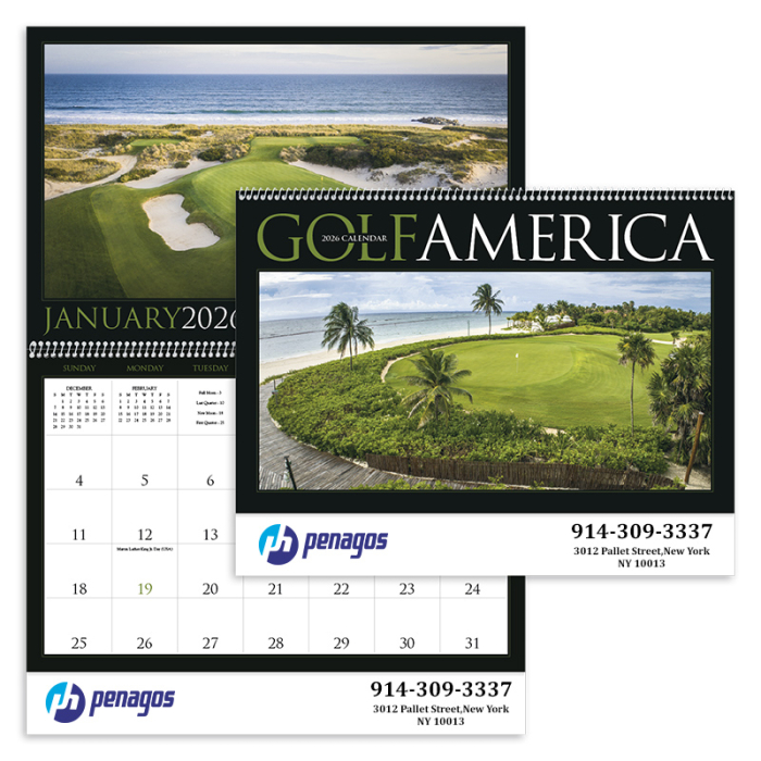 Imprinted Golf America Wall Calendars