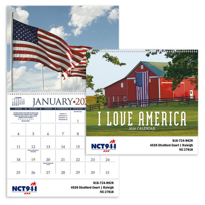 Imprinted I Love America Wall Calendars