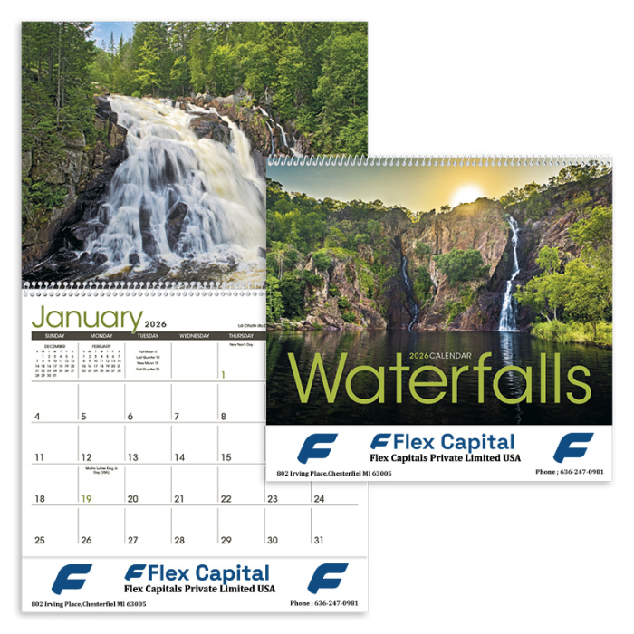 Imprinted Waterfalls Wall Calendars