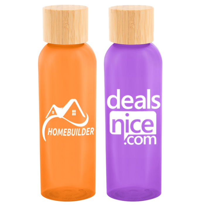 Personalized 20 Oz Kelly rPET Bottles with Bamboo Lids