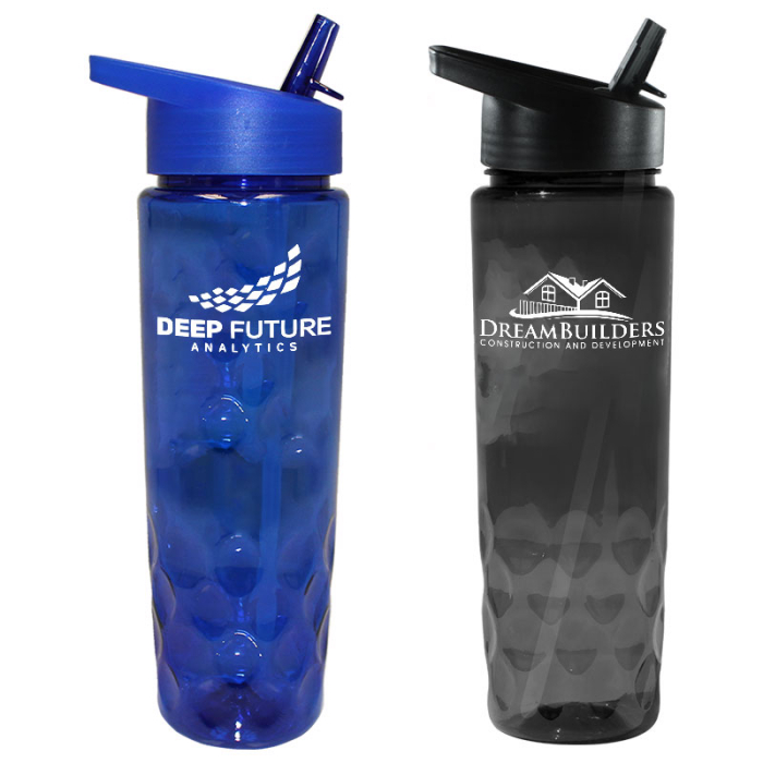 Personalized 24 Oz Recycled Bottles with Straw Caps