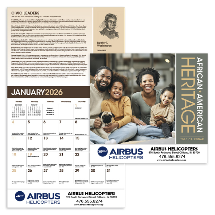 Personalized African-American Heritage Family Wall Calendars