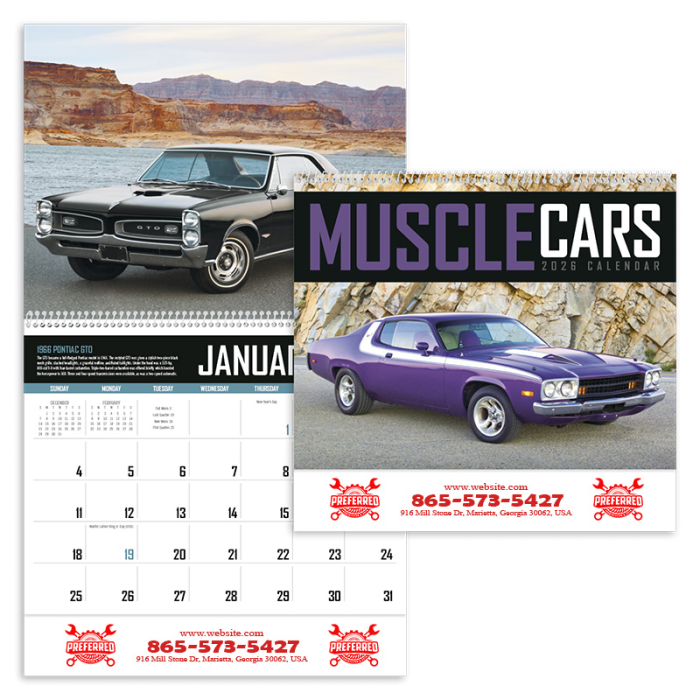 Personalized Muscle Cars Wall Calendars