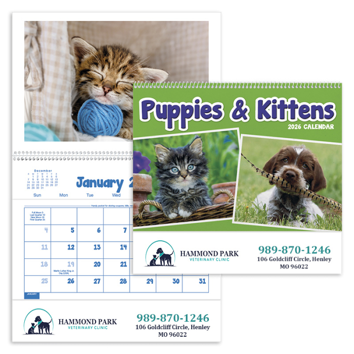 Personalized Puppies and Kitten Pocket Calendars