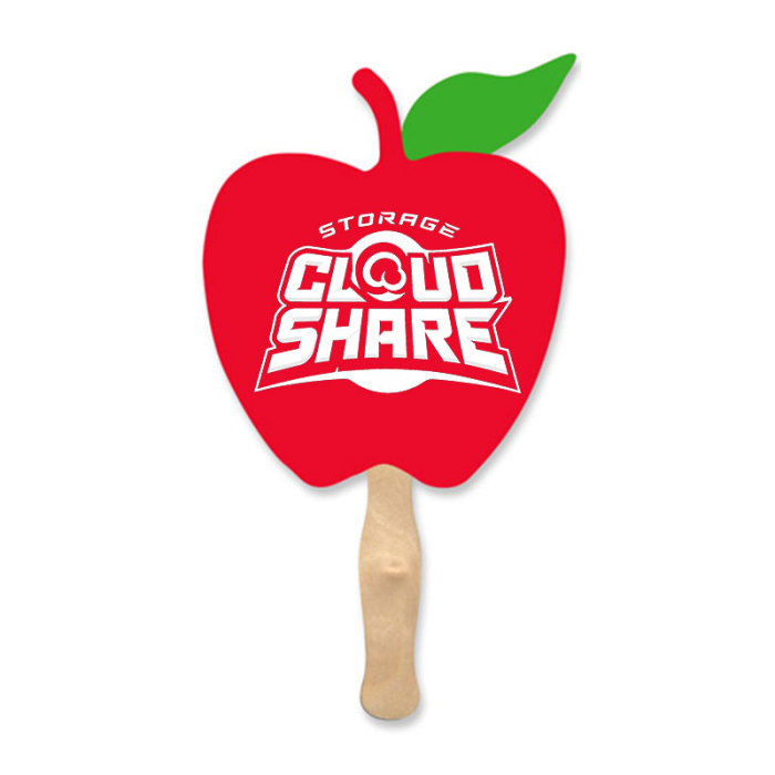 Custom Imprinted Apple Shape Single Sided Paper Hand Fans 