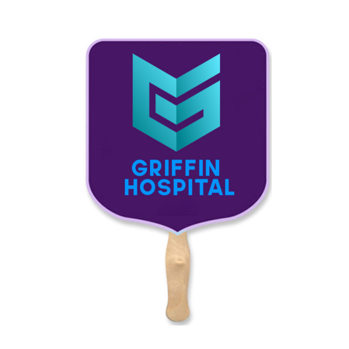 Custom Imprinted Elect Shape Two Sided Single Paper Hand Fans 