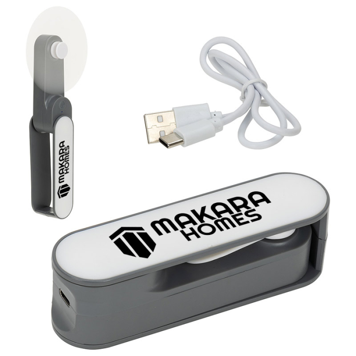 Custom Imprinted Gale Rechargeable Fans with Swivel Handles