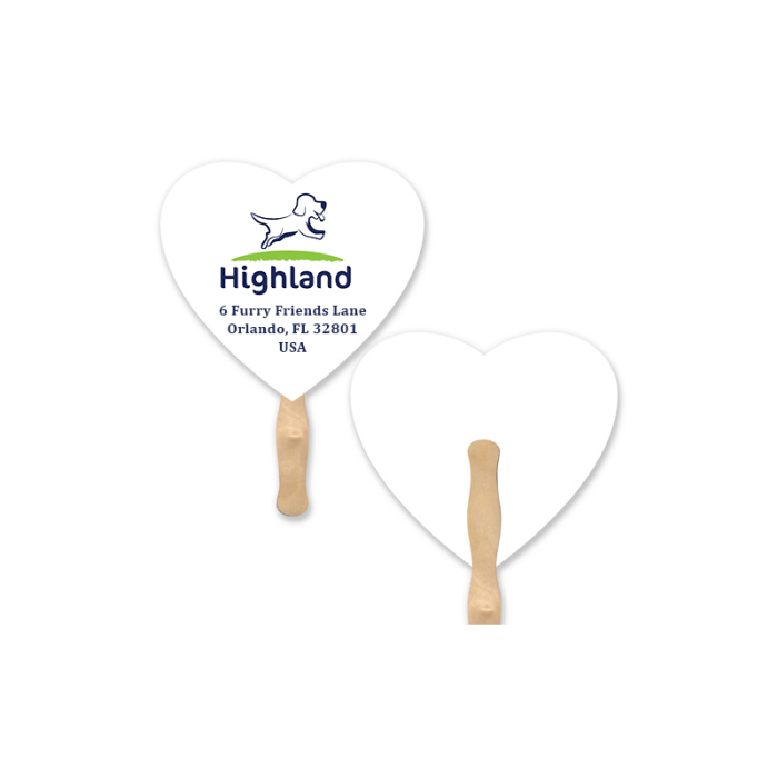 Custom Imprinted Heart Shape Single Sided Paper Hand Fans 