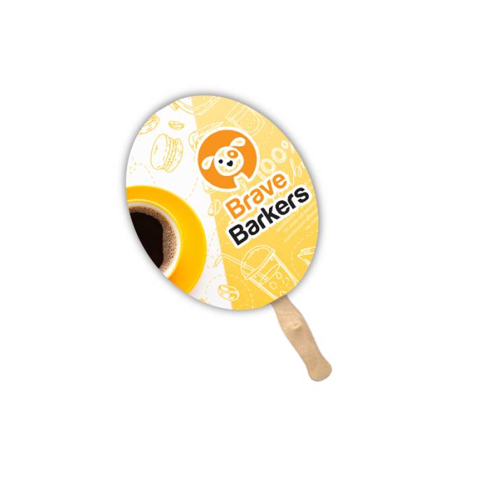 Custom Imprinted Oval Shape Single Sided Paper Hand Fans 