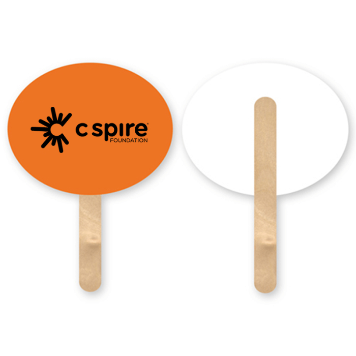 Custom Mini Oval Shape Single Hand Fans with Wood Stick Handle
