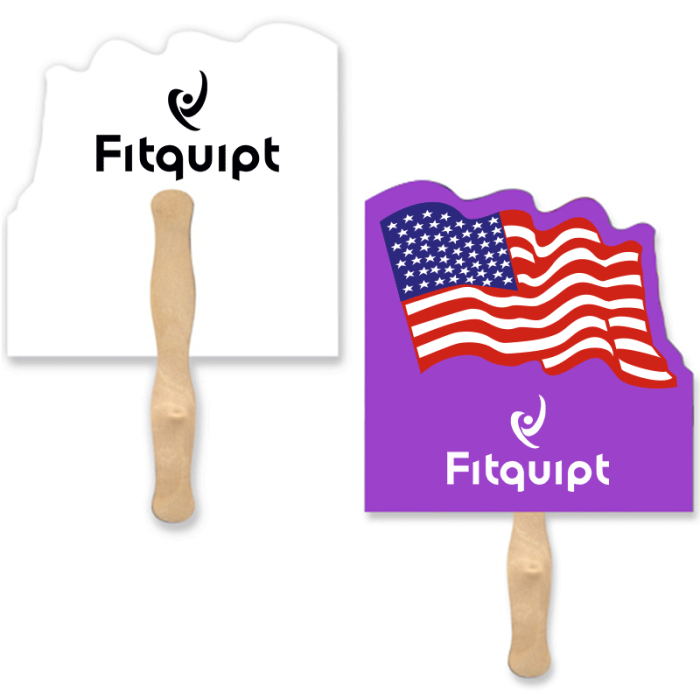 Custom Printed Flag Shape Two Sided Single Paper Hand Fans 