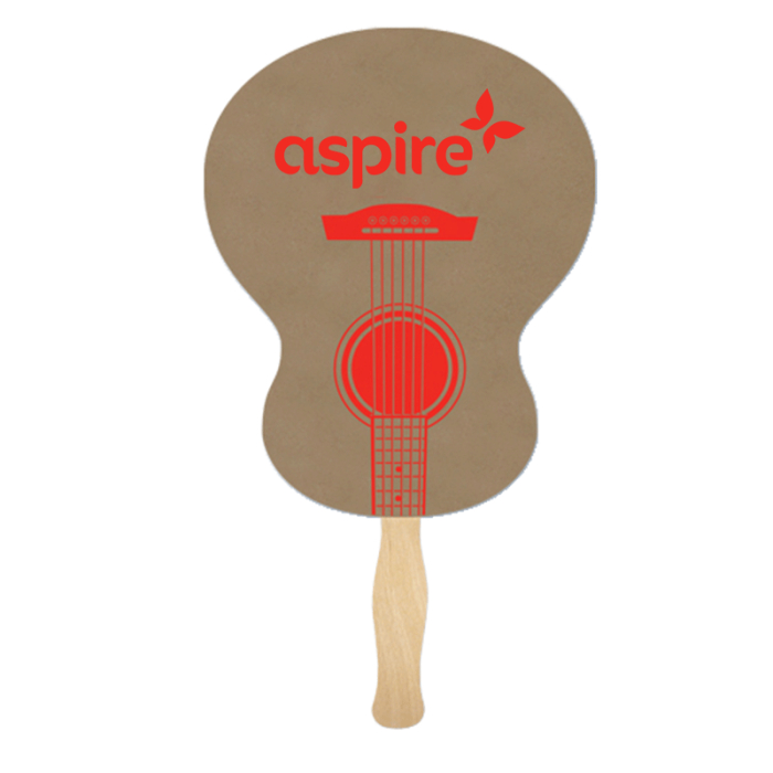 Custom Printed Guitar Shape Recycled Single Paper Hand Fans 