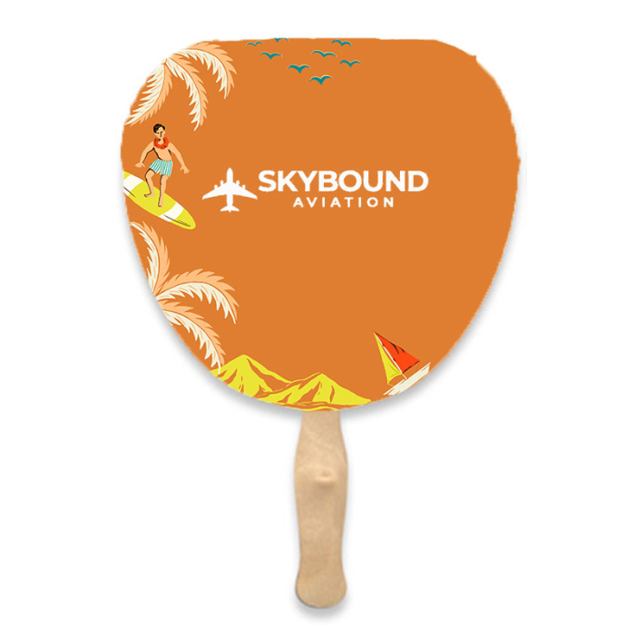 Custom Printed Leaf Shape Two Sided Paper Hand Fans