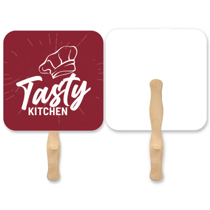 Custom Printed Rounded Square Shaped Single Hand Fans