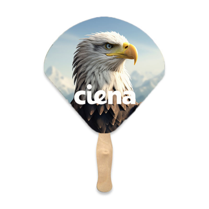 Custom Printed Shell Shape Two Sided Single Paper Hand Fans 