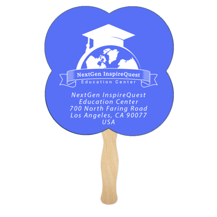 Custom Rounded Clover Shape Single Hand Fans 