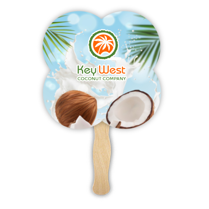 Custom Rounded Clover Shape Single Sided Paper Hand Fans