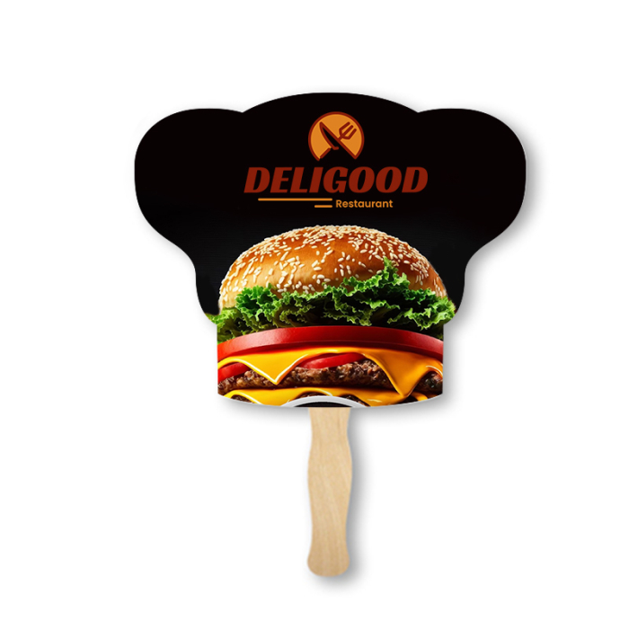 Customized Chef Hat Shape Single Sided Paper Hand Fans