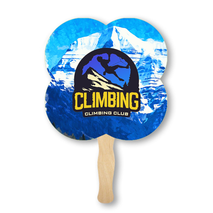 Customized Clover Shape Two Sided Single Paper Hand Fans