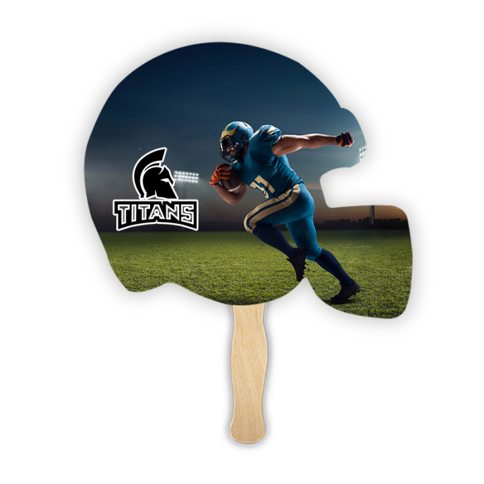 Customized Football Helmet Shape Single Sided Paper Hand Fans