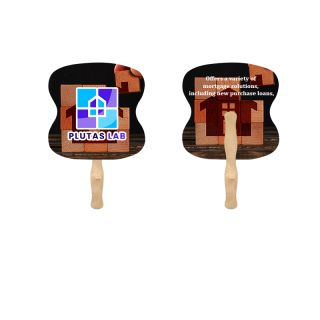 Hourglass Shape Two Sided Paper Hand Fans